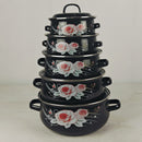 5-Piece Black Enamel Cast Iron Cookware Set – Casserole & Cooking Tools