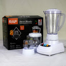 RAF 3-in-1 Juicer Blender – 350W with 6-Blade Stainless Steel Head for Juicing, Blending, and Food Processing