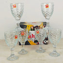 1 Pack – 6-Piece Red Apple Long Glass Set | Best for Wine & Water | Fish Design