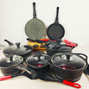 Smart Heavy Weight 20-Piece Cookware Set – Non-stick Marble Coating with Glass Lids